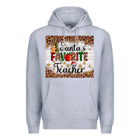 Heather Grey santa's favorite teacher Premium Hoodie - AdoDesignShop