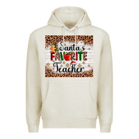 Oatmeal Heather santa's favorite teacher Premium Hoodie - AdoDesignShop