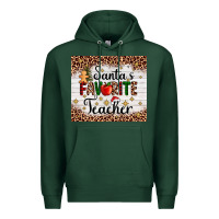 Sports Green santa's favorite teacher Premium Hoodie - AdoDesignShop