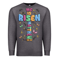 Charcoal Heather he is risen cross Premium Sweatshirt - MaliasSmallBusiness