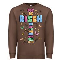 Chestnut he is risen cross Premium Sweatshirt - MaliasSmallBusiness