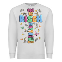 Dove Grey he is risen cross Premium Sweatshirt - MaliasSmallBusiness