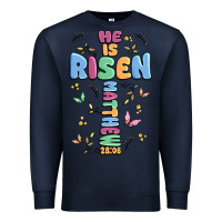 Navy he is risen cross Premium Sweatshirt - MaliasSmallBusiness