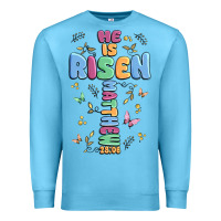 Ocean Blue he is risen cross Premium Sweatshirt - MaliasSmallBusiness