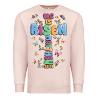 Pale Pink he is risen cross Premium Sweatshirt - MaliasSmallBusiness