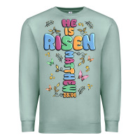 Seafoam he is risen cross Premium Sweatshirt - MaliasSmallBusiness