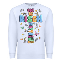 White he is risen cross Premium Sweatshirt - MaliasSmallBusiness