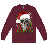 Burgundy feliz navidad skull cactus Long Sleeve Tee - JahusDesignShop