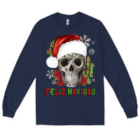 Navy feliz navidad skull cactus Long Sleeve Tee - JahusDesignShop