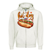 Oatmeal Heather hot dog Zipper Hoodie - AdoDesignShop