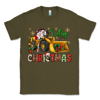 Army Green i dig Christmas bulldozer santa Classic Tee - JahusDesignShop