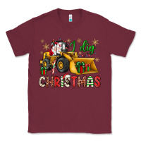 Burgundy i dig Christmas bulldozer santa Classic Tee - JahusDesignShop
