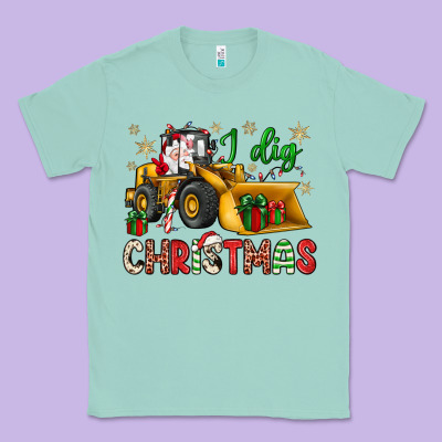 I Dig Christmas Bulldozer Santa Classic Tee Designed By Jahusdesignshop