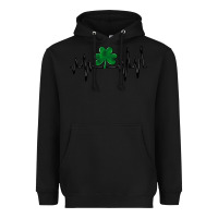 Black shamrock heartbeat Heavyweight Hoodie - MaliasSmallBusiness