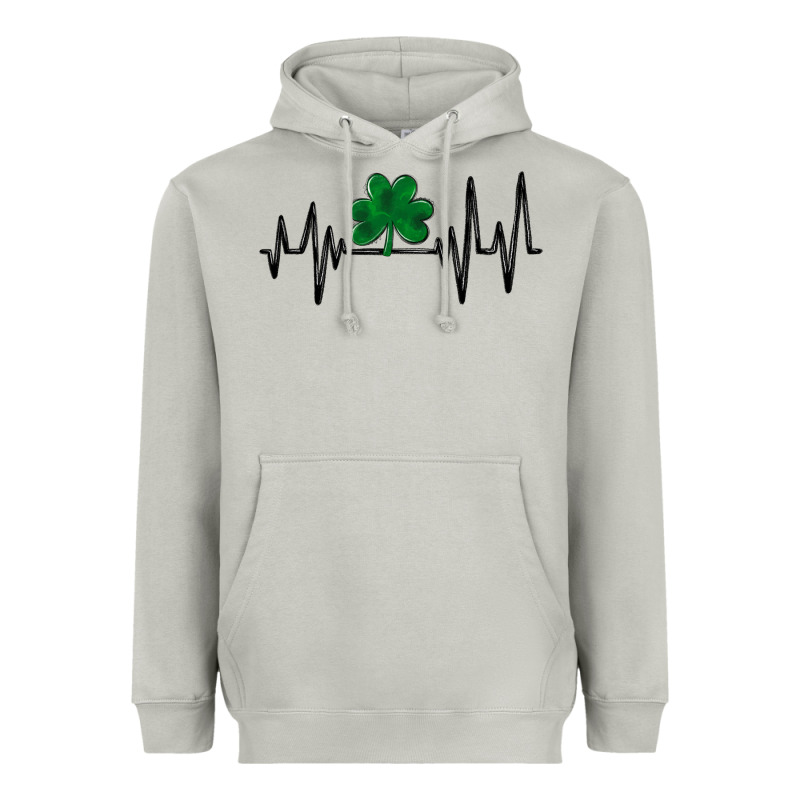 Shamrock Heartbeat Heavyweight Hoodie by MaliasSmallBusiness | Teevron