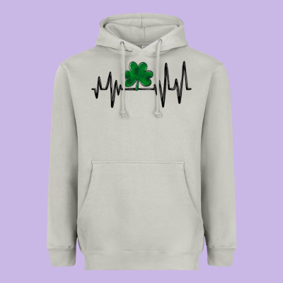 Shamrock Heartbeat Heavyweight Hoodie Designed By Maliassmallbusiness