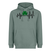 Sage shamrock heartbeat Heavyweight Hoodie - MaliasSmallBusiness
