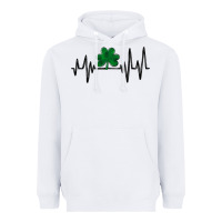 White shamrock heartbeat Heavyweight Hoodie - MaliasSmallBusiness