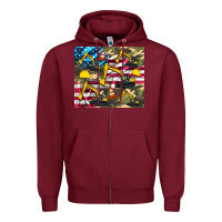 Burgundy excavator American flag Zipper Hoodie - Artiststas