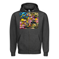 Charcoal Heather excavator American flag Zipper Hoodie - Artiststas