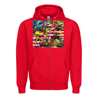 Red excavator American flag Zipper Hoodie - Artiststas