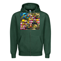 Sports Green excavator American flag Zipper Hoodie - Artiststas