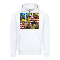 White excavator American flag Zipper Hoodie - Artiststas