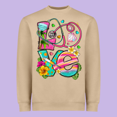 Love Summer Nurse Heavyweight Sweatshirt Designed By Texasbilliewilder