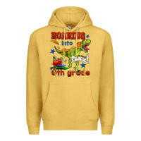 Antique Gold roaring into 6th grade Premium Hoodie - BundleAndBundleShop