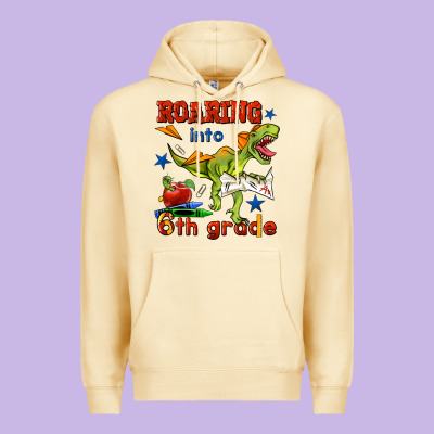 Roaring Into 6th Grade Premium Hoodie Designed By Bundleandbundleshop