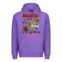 Purple roaring into 6th grade Premium Hoodie - BundleAndBundleShop