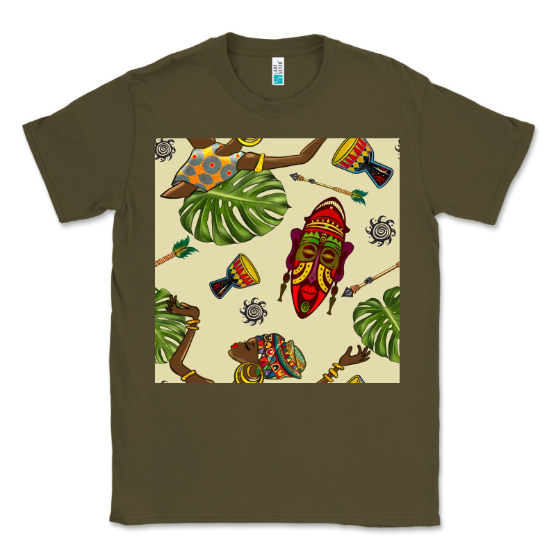 African Woman And Mask Seamless Pattern Classic Tee by BundleAndBundleShop | Teevron