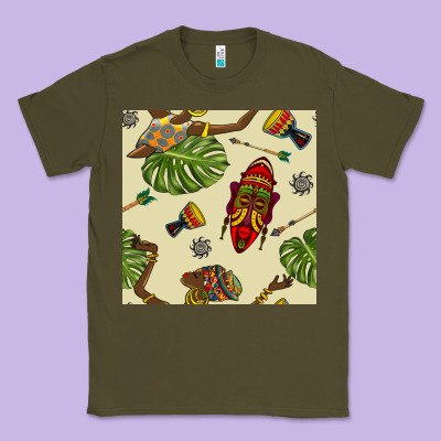 African Woman And Mask Seamless Pattern Classic Tee Designed By Bundleandbundleshop