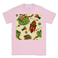 Bubblegum Pink african woman and mask seamless pattern Classic Tee - BundleAndBundleShop