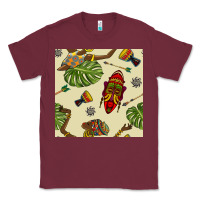 Burgundy african woman and mask seamless pattern Classic Tee - BundleAndBundleShop