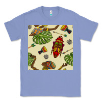 Colony Blue african woman and mask seamless pattern Classic Tee - BundleAndBundleShop