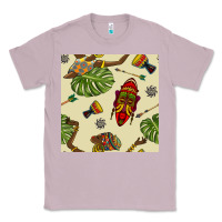 Lilac african woman and mask seamless pattern Classic Tee - BundleAndBundleShop