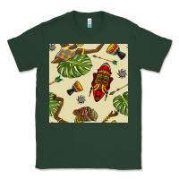 Sports Green african woman and mask seamless pattern Classic Tee - BundleAndBundleShop