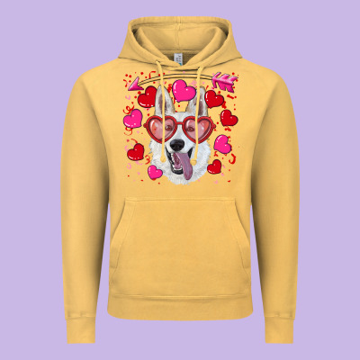 Vintage Hoodie valentine's day  white shepherd