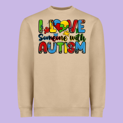 I Love Someone With Autism Heavyweight Sweatshirt Designed By Zillion Design Studio