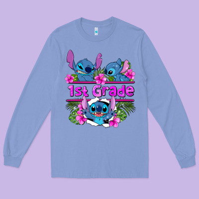 Preview Flower Stitch 1st Grade Long Sleeve Tee Designed By Adodesignshop