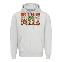 Dove Grey life is better with pizza Zipper Hoodie - AdoDesignShop