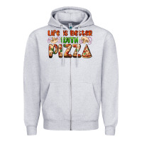 Heather Grey life is better with pizza Zipper Hoodie - AdoDesignShop