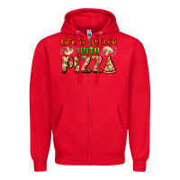 Red life is better with pizza Zipper Hoodie - AdoDesignShop