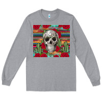 Heather Grey skull cactus Long Sleeve Tee - JahusDesignShop