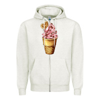 Oatmeal Heather ice cream fast food Zipper Hoodie - AdoDesignShop