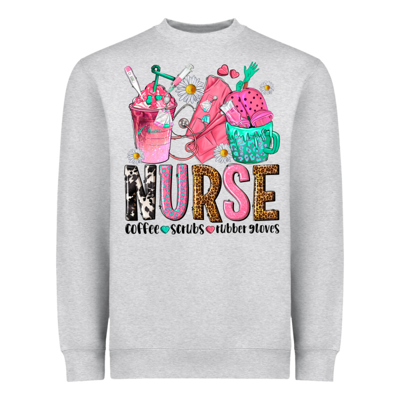 Nurse Coffee Scrubs Rubber Gloves Heavyweight Sweatshirt by texasbilliewilder | Teevron