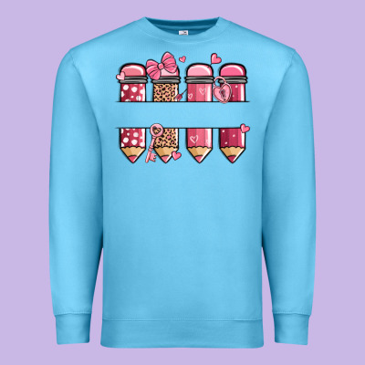 Custom Name Valentine's Day School Pencils Premium Sweatshirt Designed By Maliassmallbusiness
