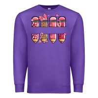 Purple custom name valentine's day school pencils Premium Sweatshirt - MaliasSmallBusiness
