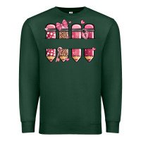 Sports Green custom name valentine's day school pencils Premium Sweatshirt - MaliasSmallBusiness